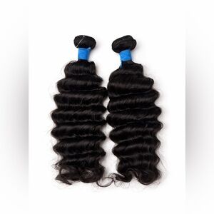 18” 200 Grams 100% Human Hair Deep Wave Bundles Black Weft Extensions